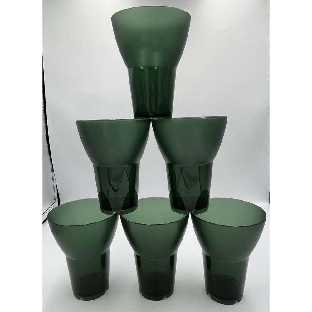 Ikea Flared Acrylic Tumblers Sola Stacking Cups SET 6 Smoke Green Deco Modern‎